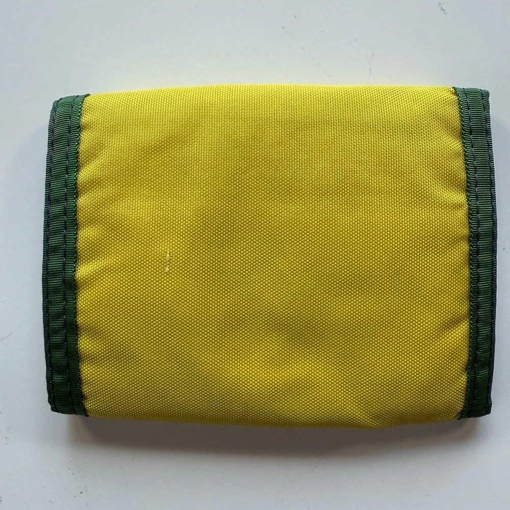 Vintage 1980s‎ HOBIE Logo Sailboat Nylon Tri-Fold Wallet Yellow Green Surf Ocean